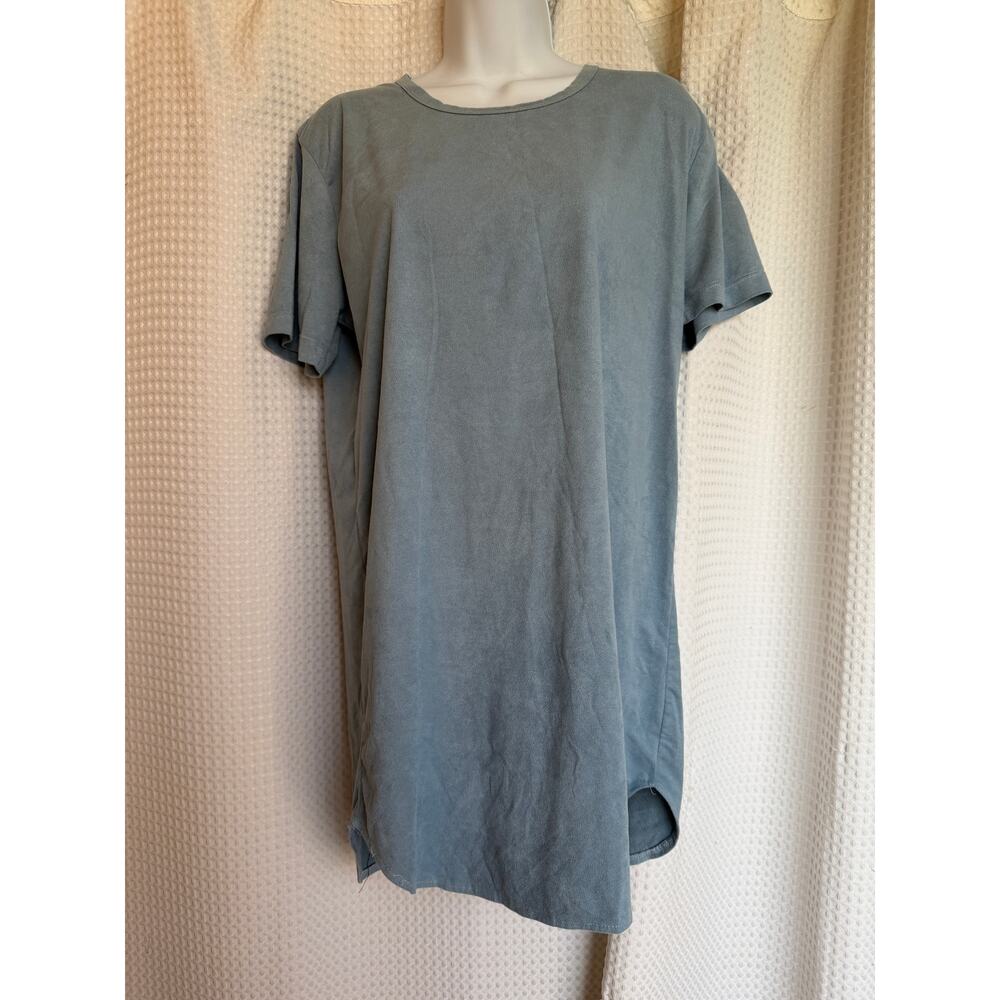 KASH Faux Suede T-Shirt Dress Blue Minimalist Tunic M